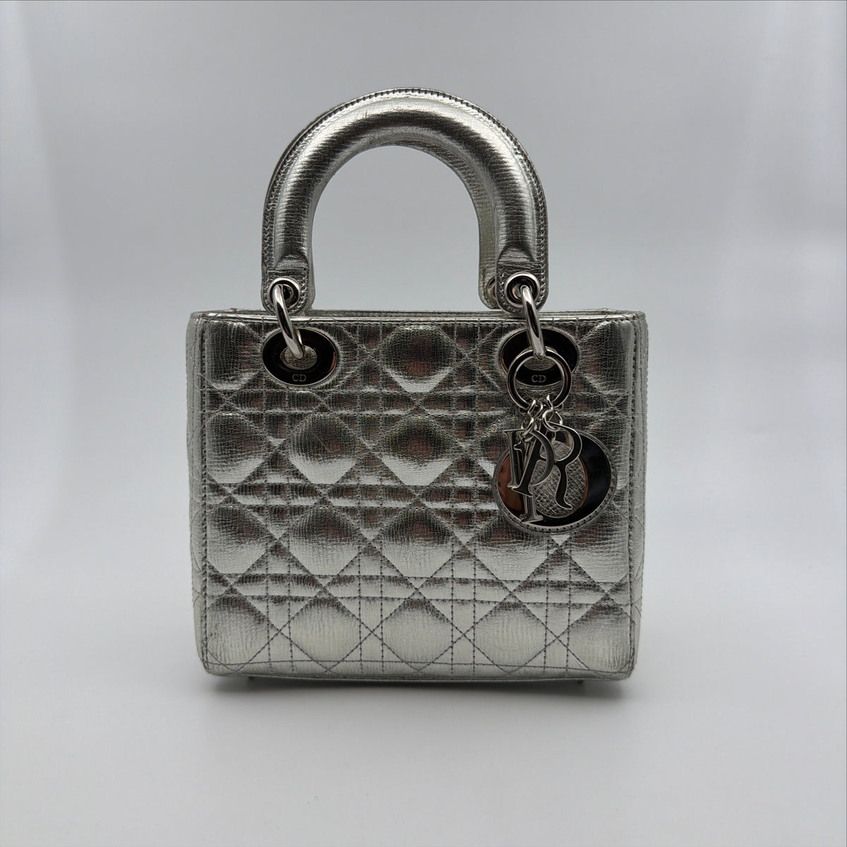 Pre-Owned Silver Metallic Small  Lady Dior