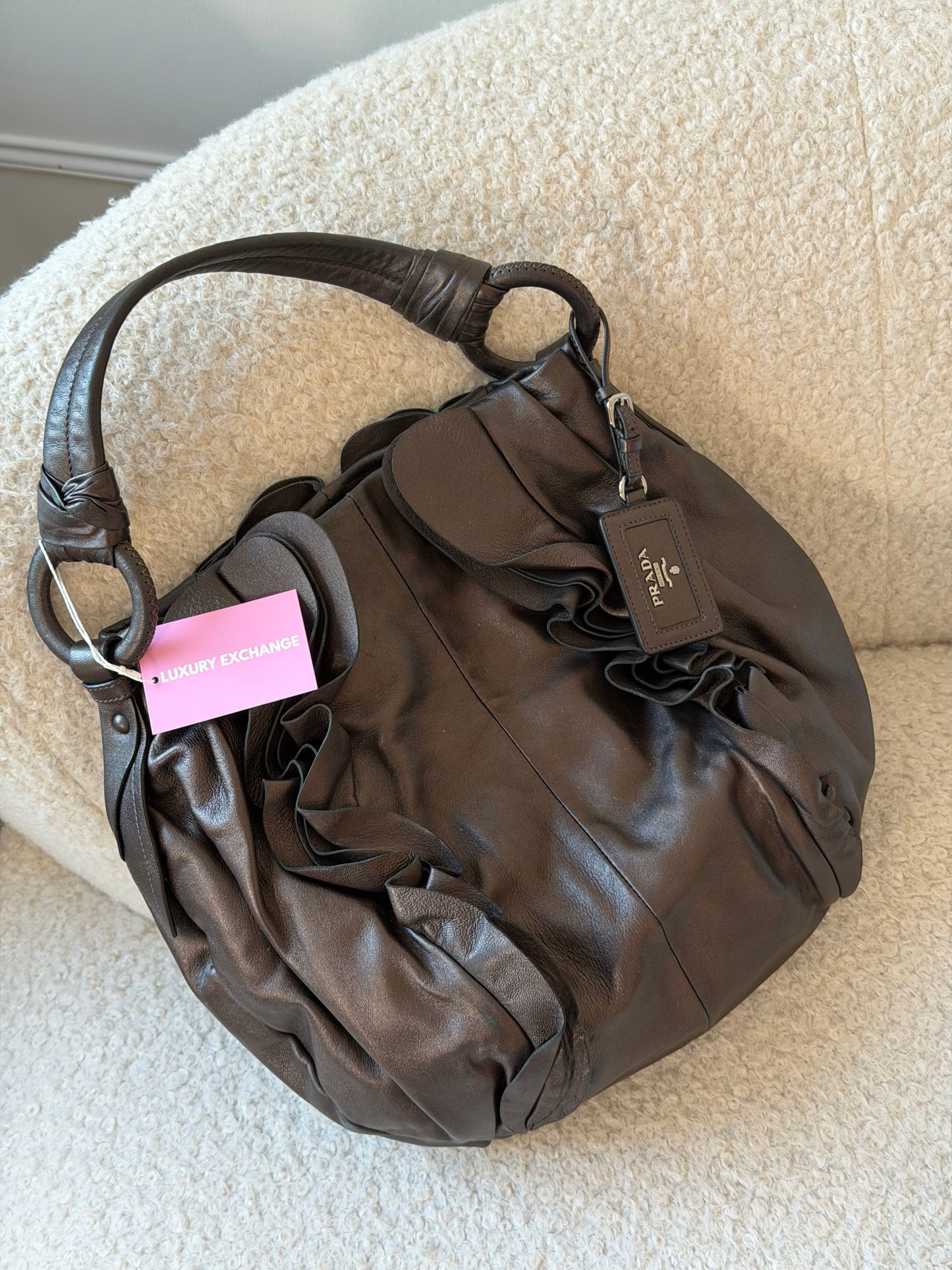 Metallic Leather Hobo Shoulder Bag