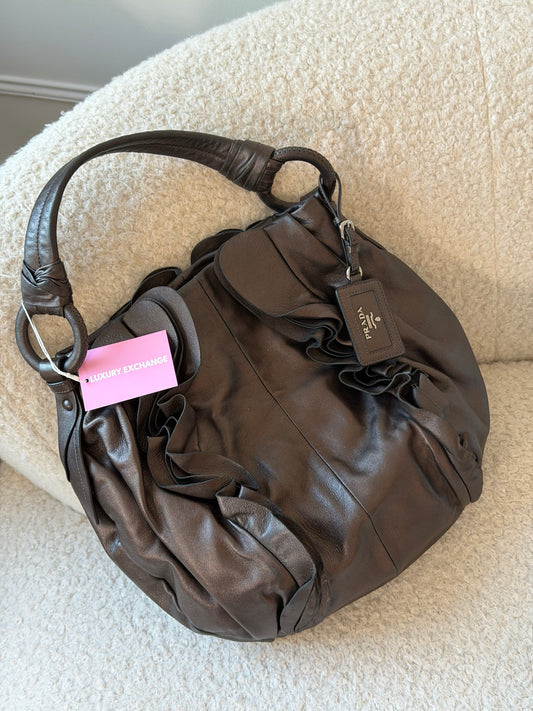 Metallic Leather Hobo Shoulder Bag