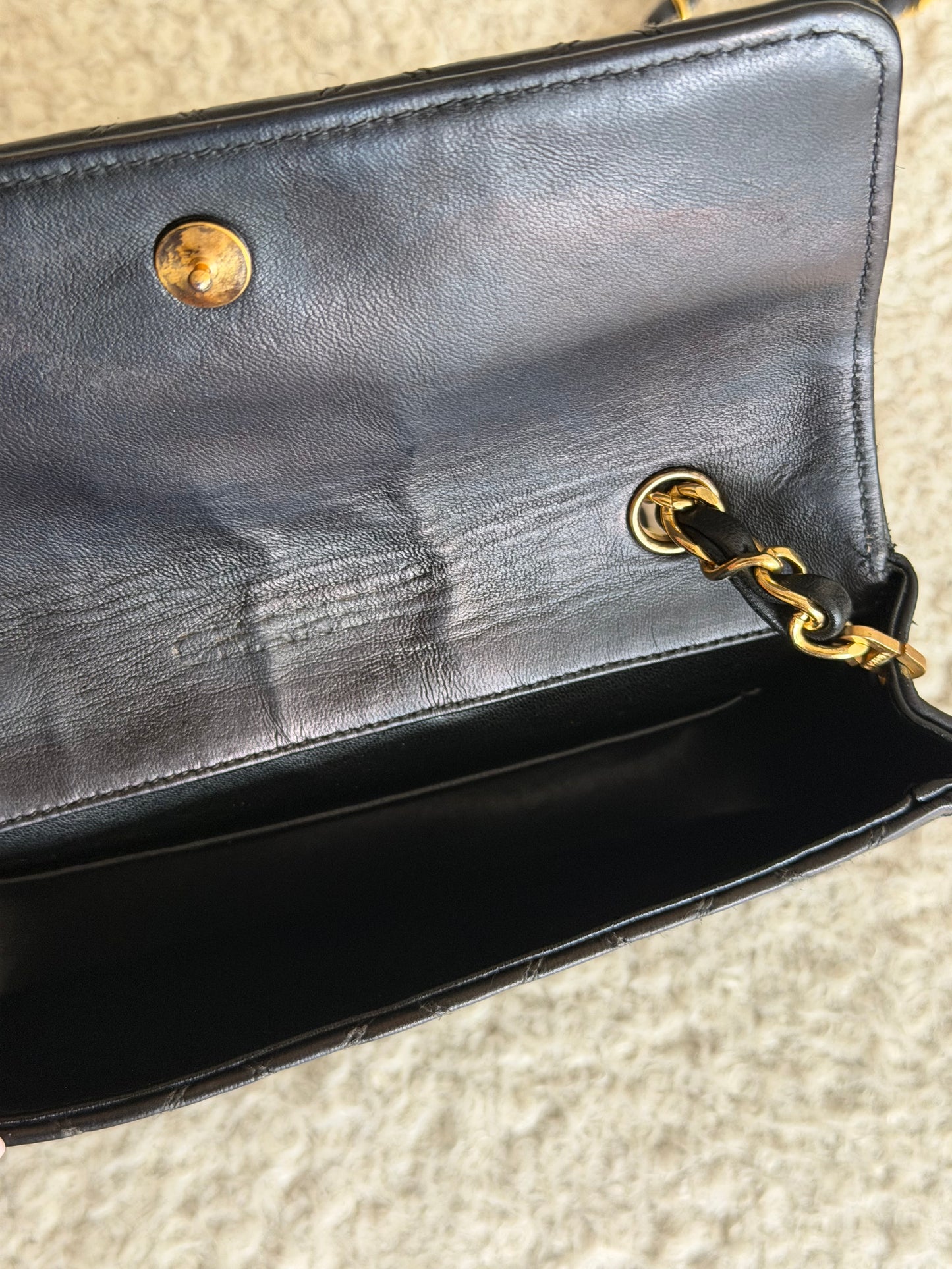 Pre-Owned Black Matelassé Lambskin Leather Big CC Single Flap Crossbody Bag