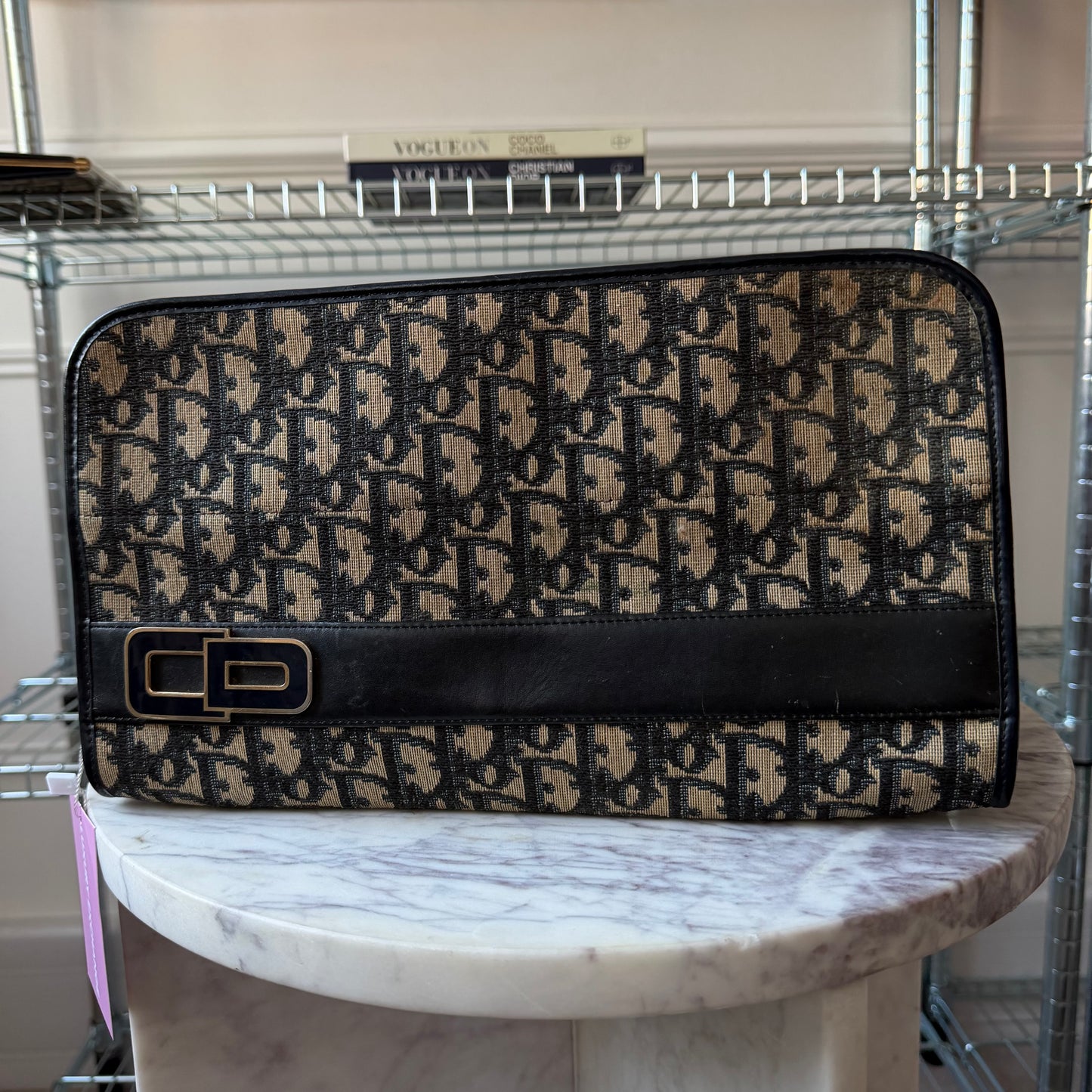Pre-Owned Navy Trotter Canvas Clutch Bag
