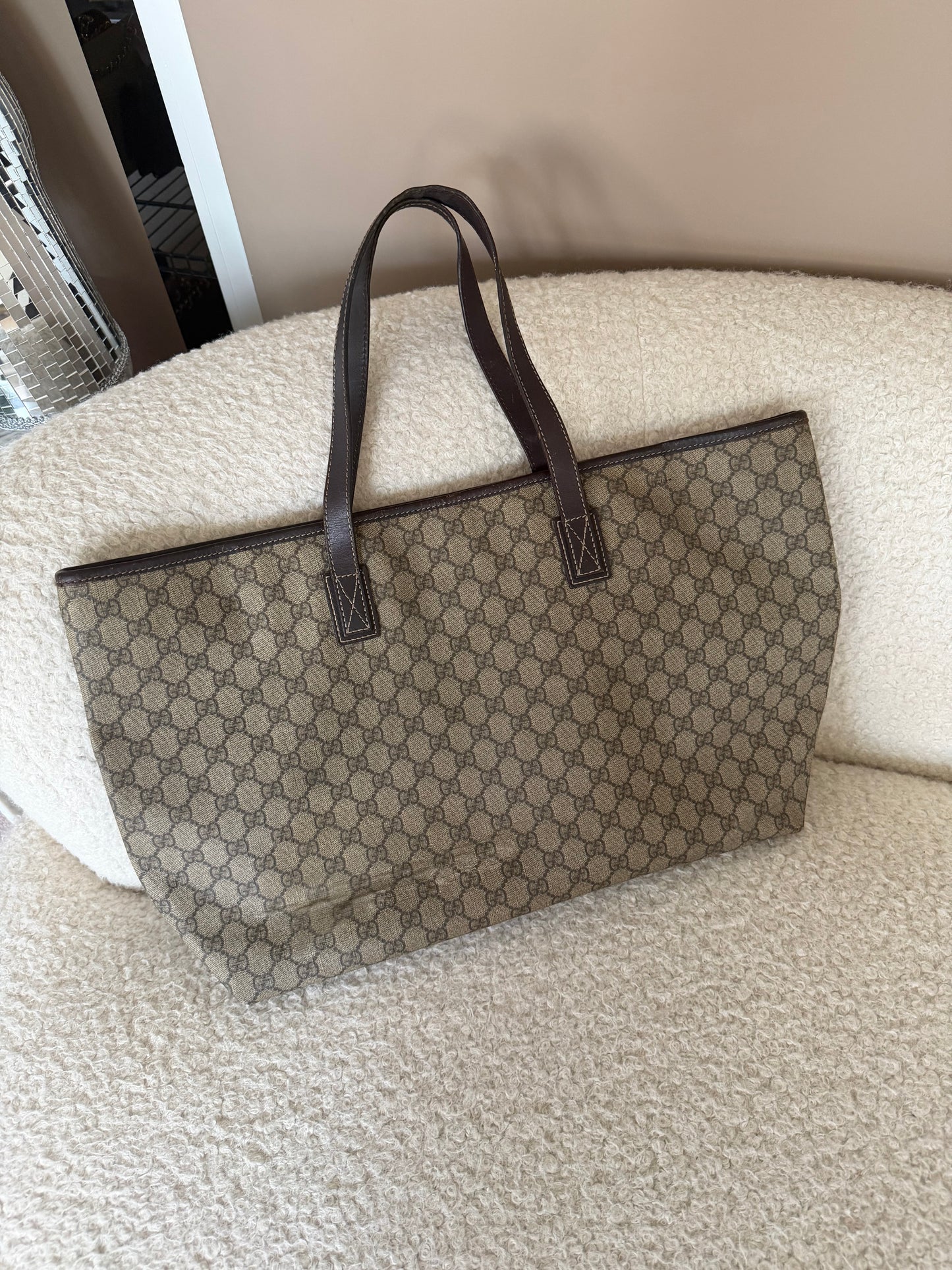 Pre-Owned GG Supreme Canvas Large Shopper Tote Handbag