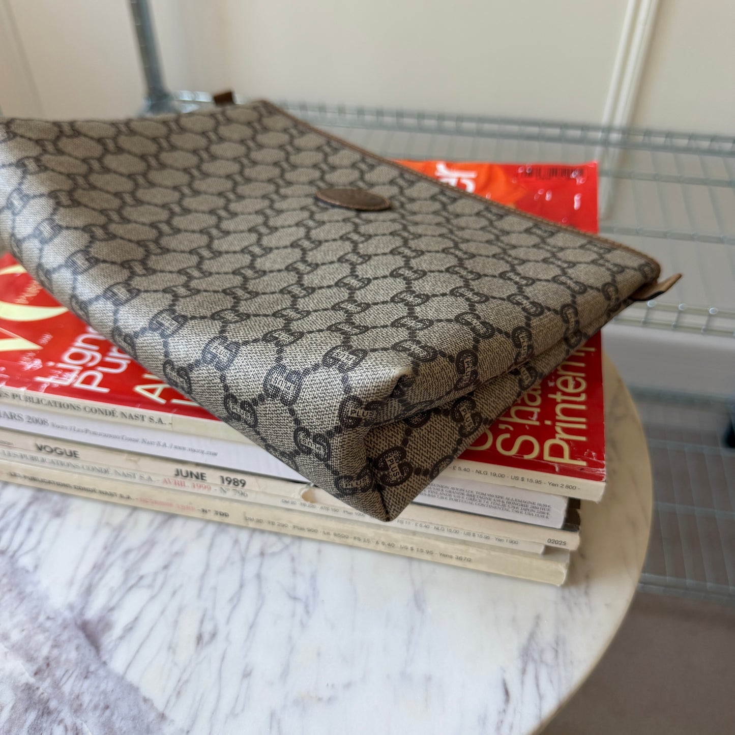Pre-Owned GG Supreme Plus Coated Canvas Clutch Bag