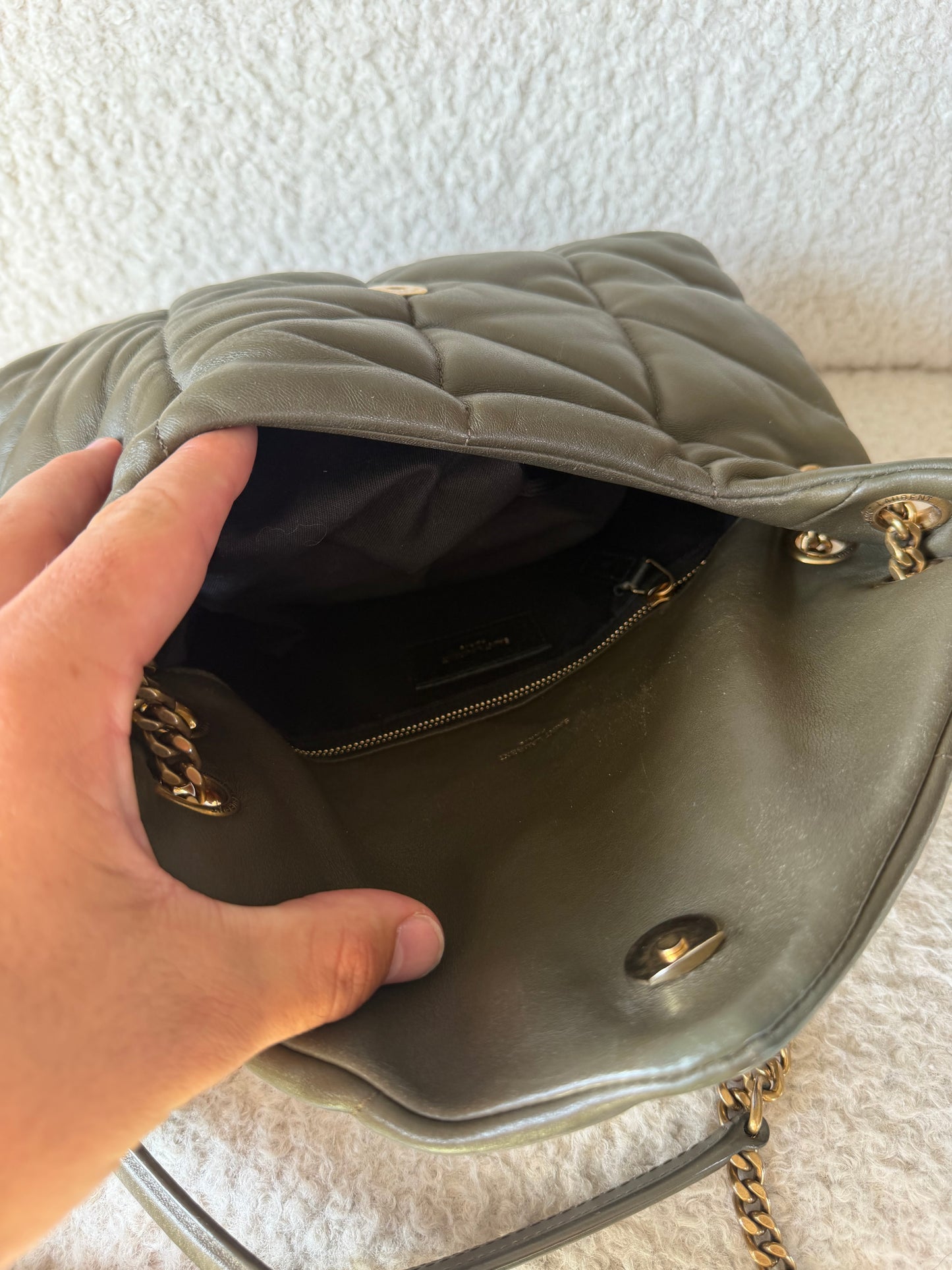 Pre-Owned Olive Green Lou Lambskin Leather Crossbody Bag