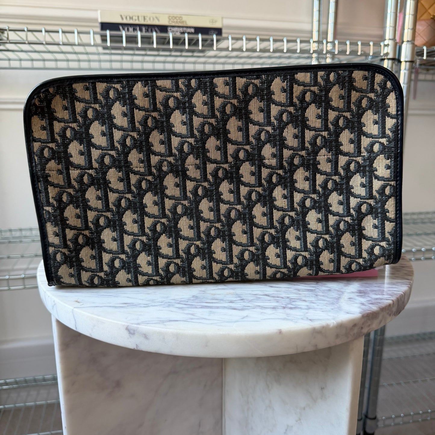 Pre-Owned Navy Trotter Canvas Clutch Bag