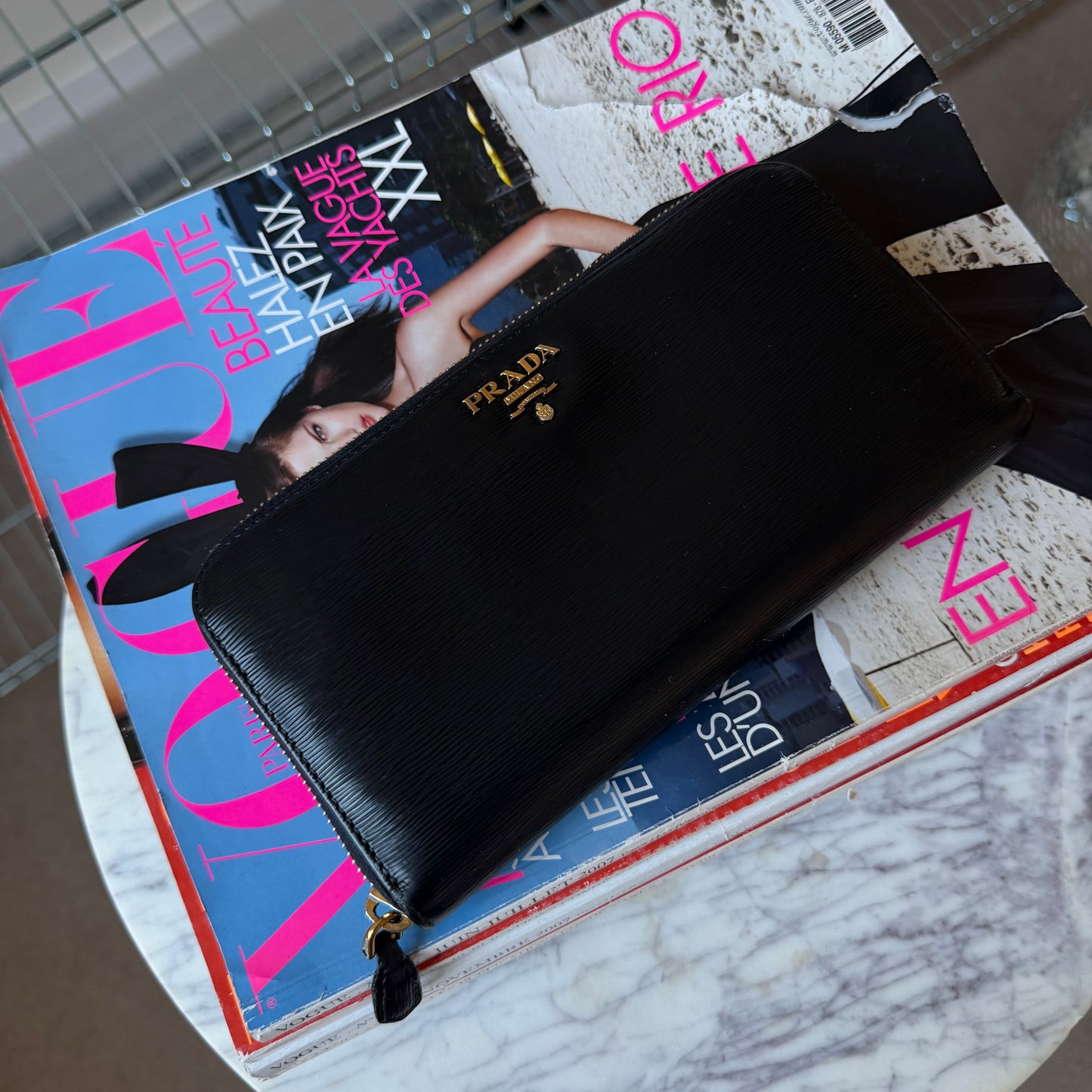 Pre-Owned Black Epileather Zip Wallet