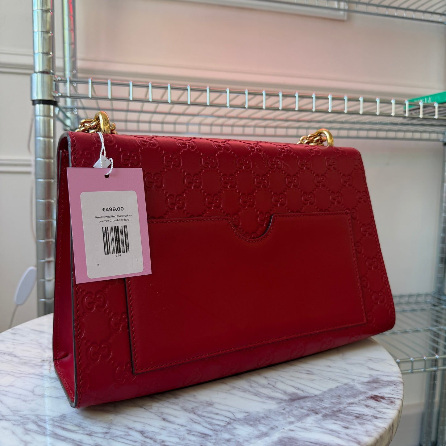 Pre-Owned Red Guccissima Leather Crossbody Bag