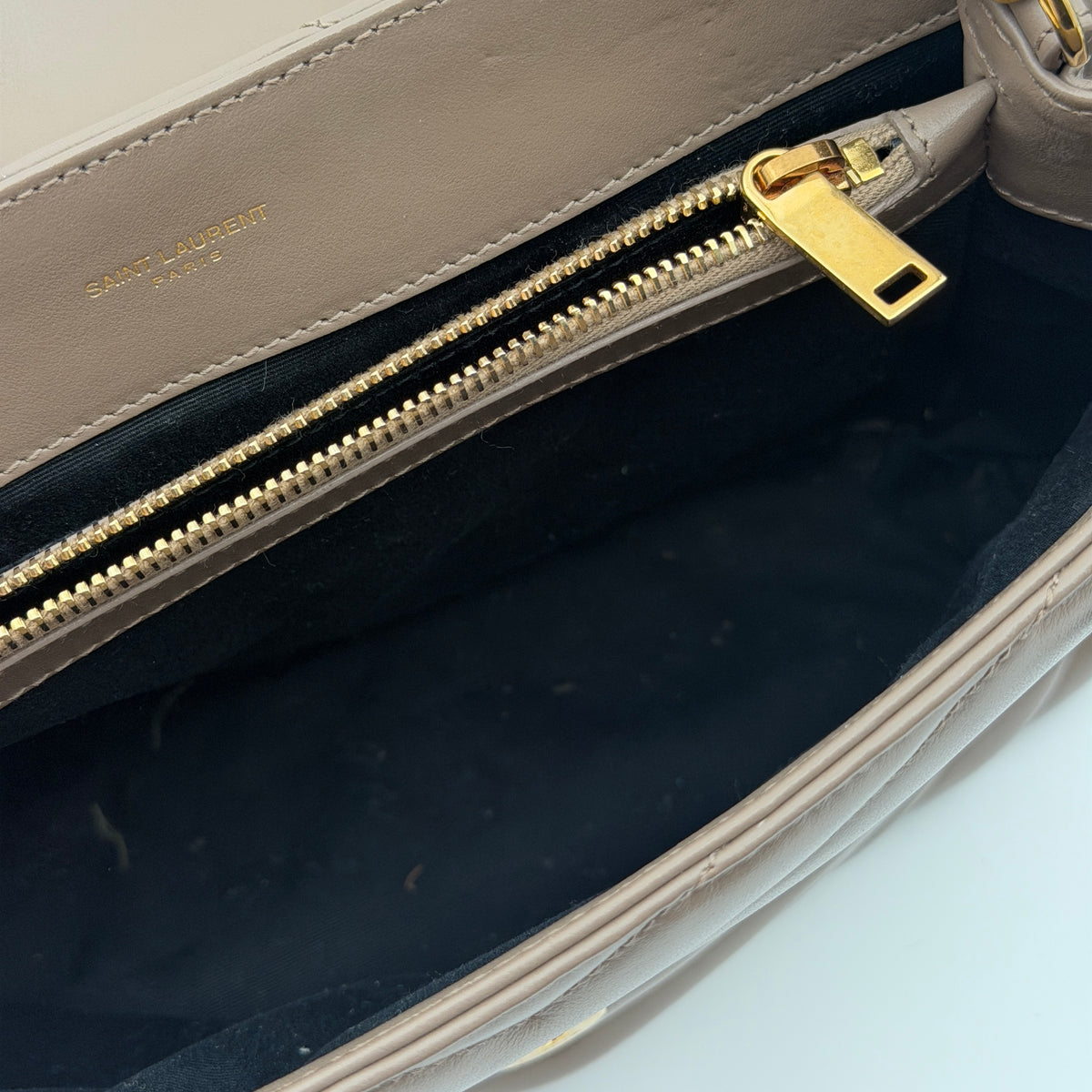 Pre-Owned Taupe Large 'Lou Lou' Lambskin Crossbody Bag