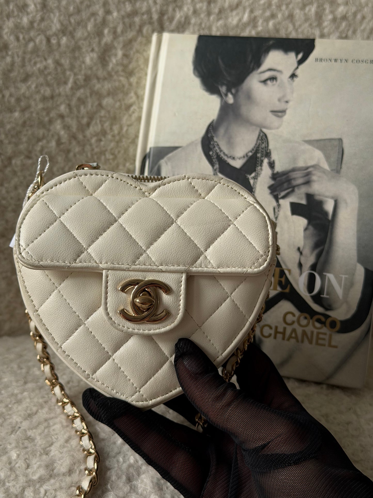 White Lambskin Mini Heart Crossbody