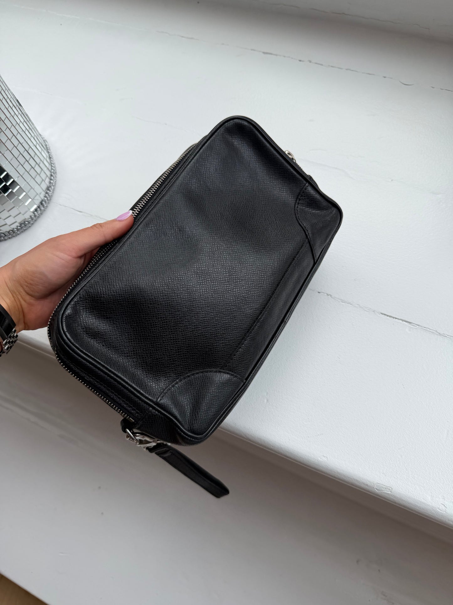 Black Taiga Leather Clutch
