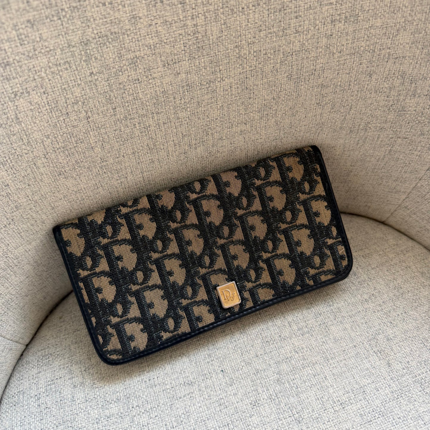 Pre-Owned Navy Oblique Canvas Wallet