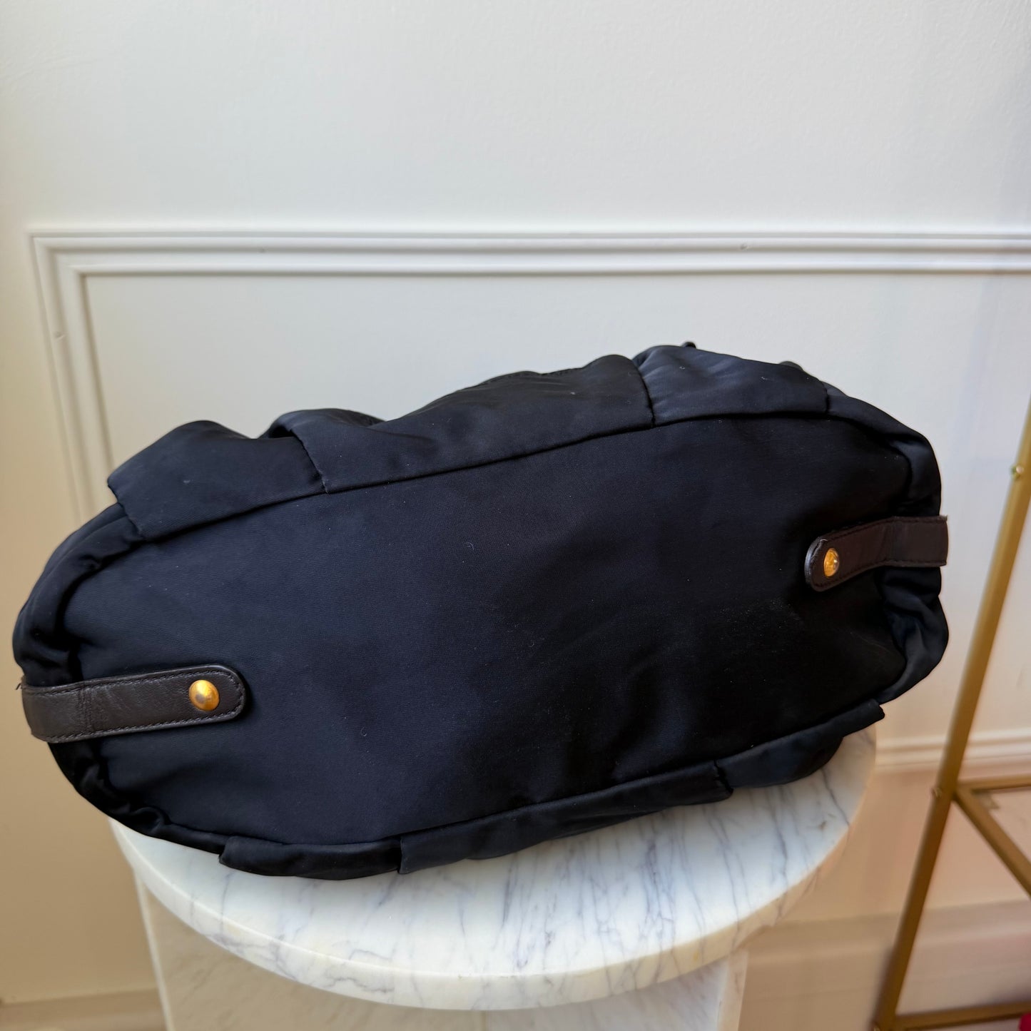 2000s Vintage Two Way Black Nylon Tote Bag