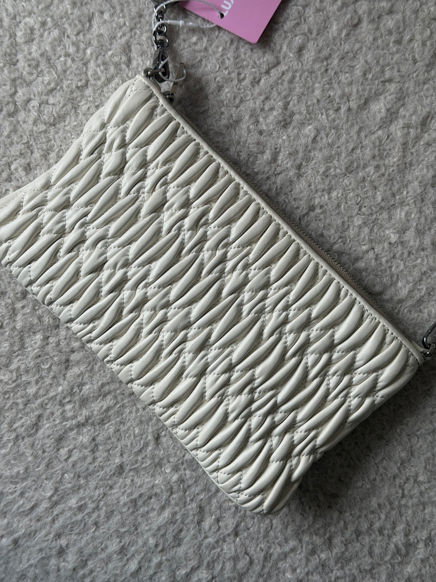 White Nappa Leather Crossbody Gemstone Strap