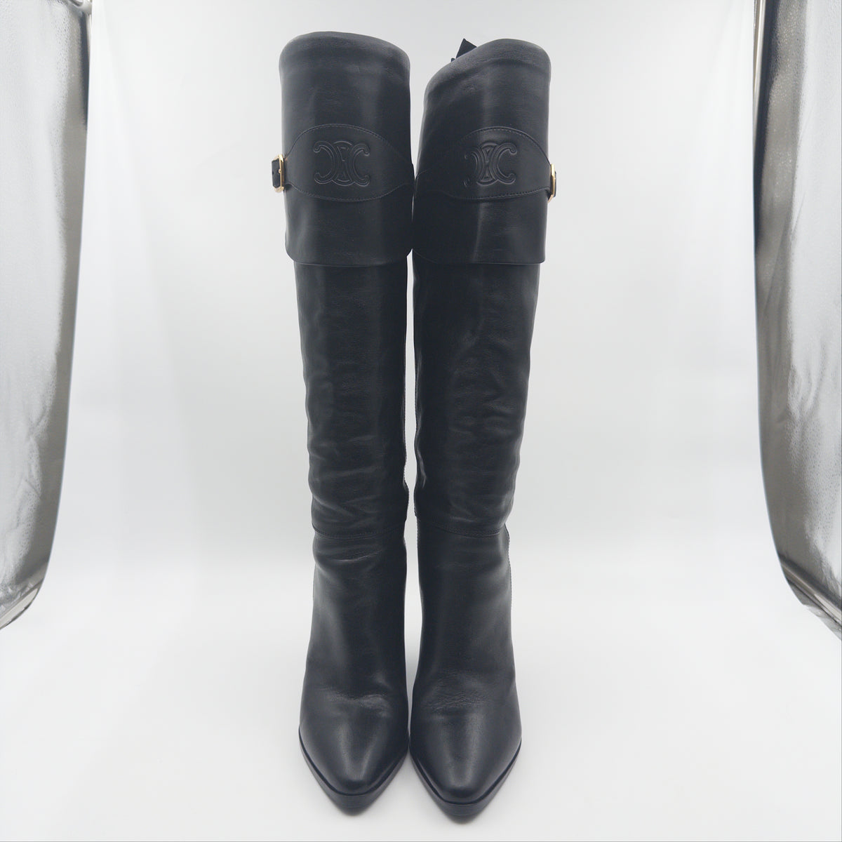 Pre-Owned Black Leather Riding Boots (38)
