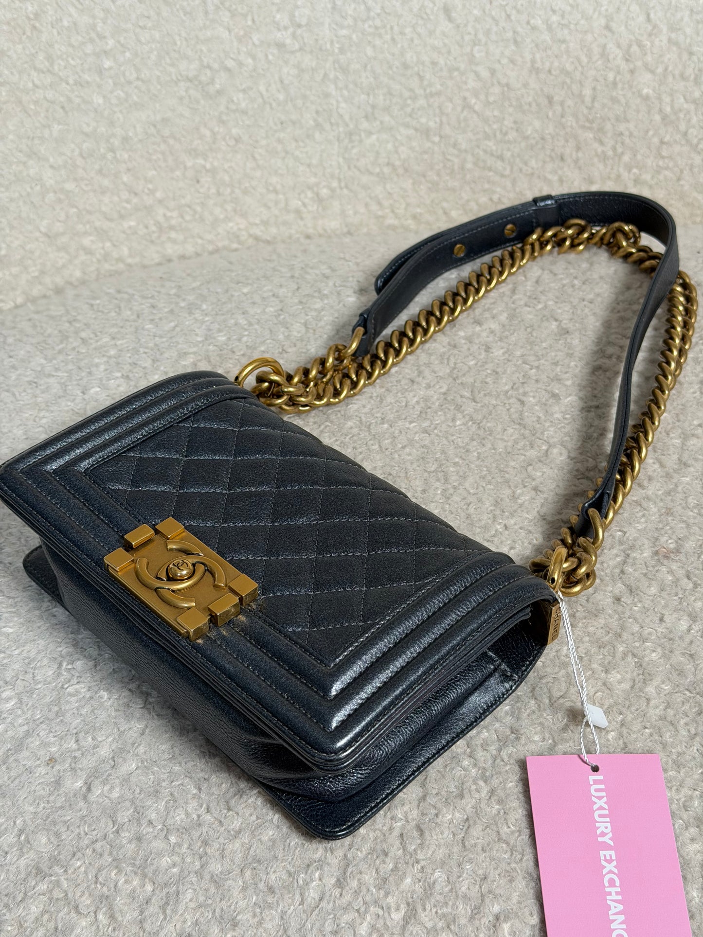 Pre-Owned Grey Iridescent Calfskin Leather Handbag