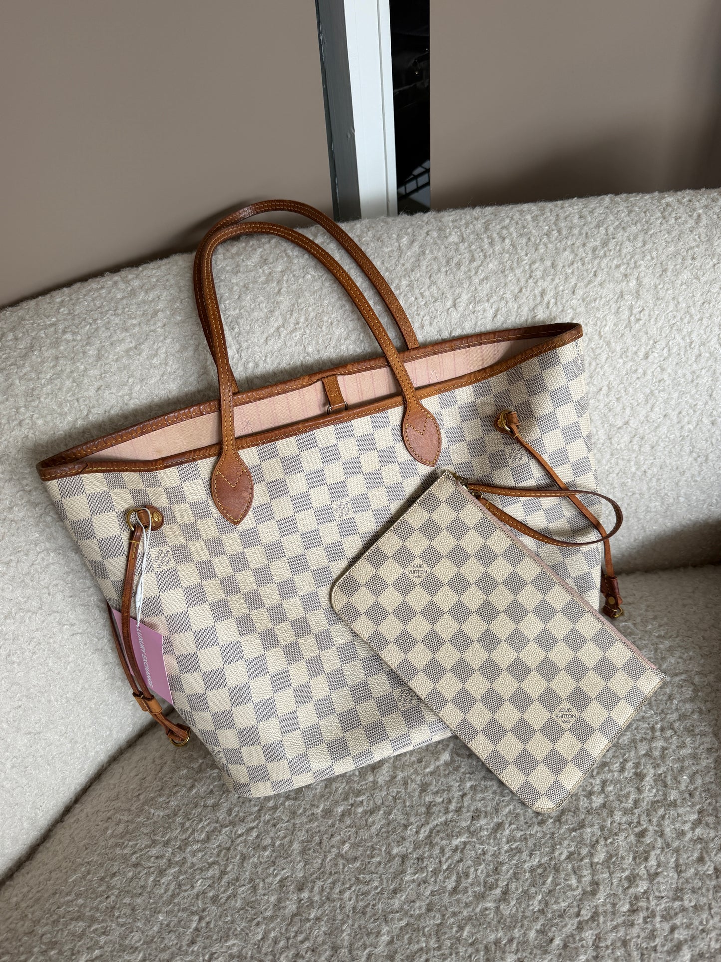 Pre-Owned Damier Azur Coated Canvas Handbag MM W/Pouch