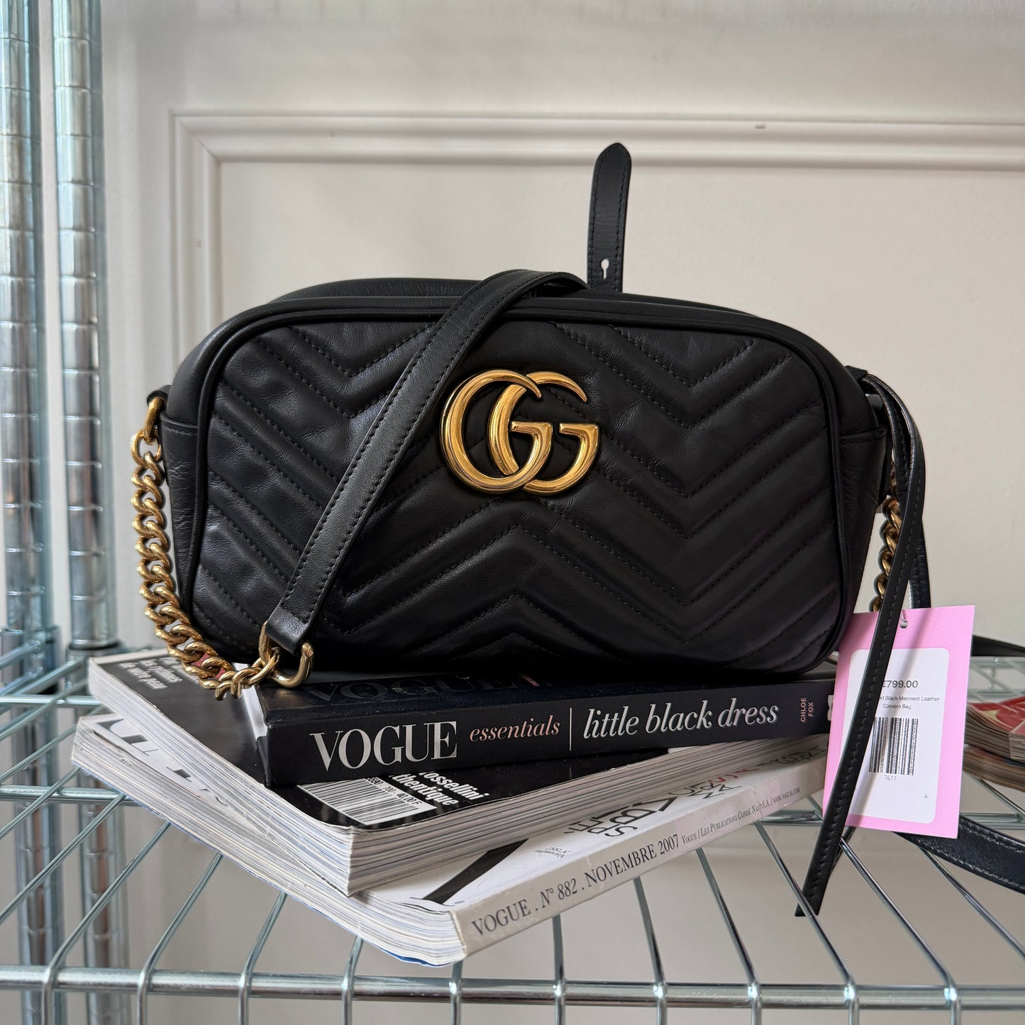 Pre-Owned Black Marmont Leather Camera Bag