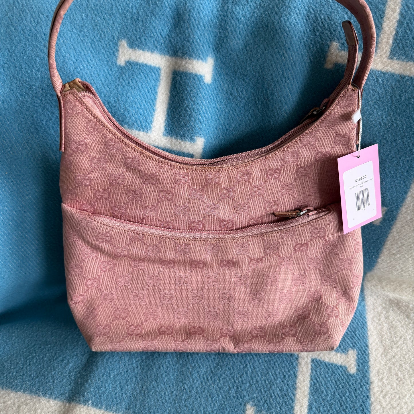 Pre-Owned Pink GG Canvas Hobo Bag