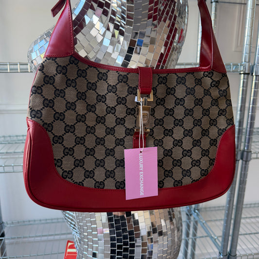 Pre-Owned Red Jackie GG Canvas/Leather Shoulder Bag