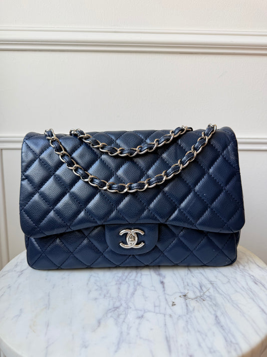 2008-2009 Metallic Blue Caviar Leather Jumbo