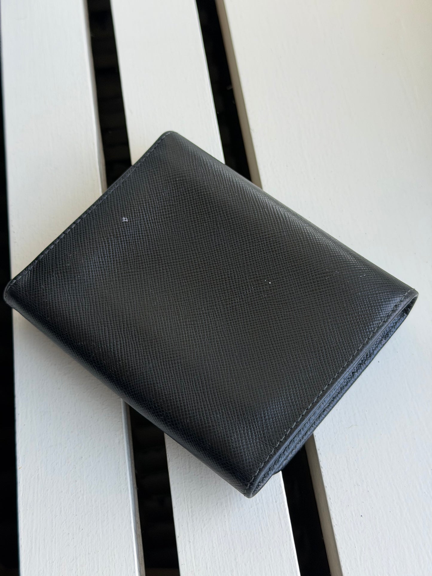 Pre-Owned Black Saffiano Leather Wallet