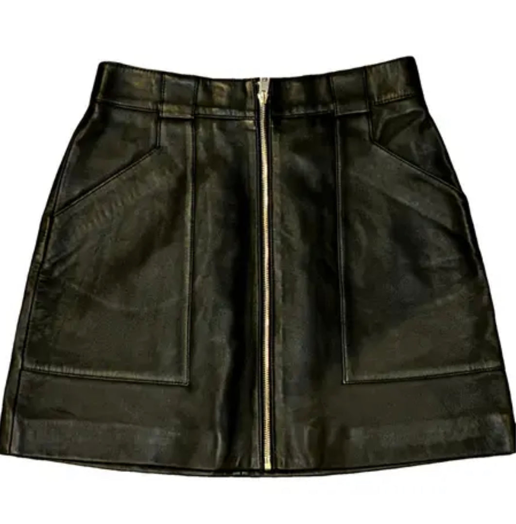 Maje Leather Mini Skirt