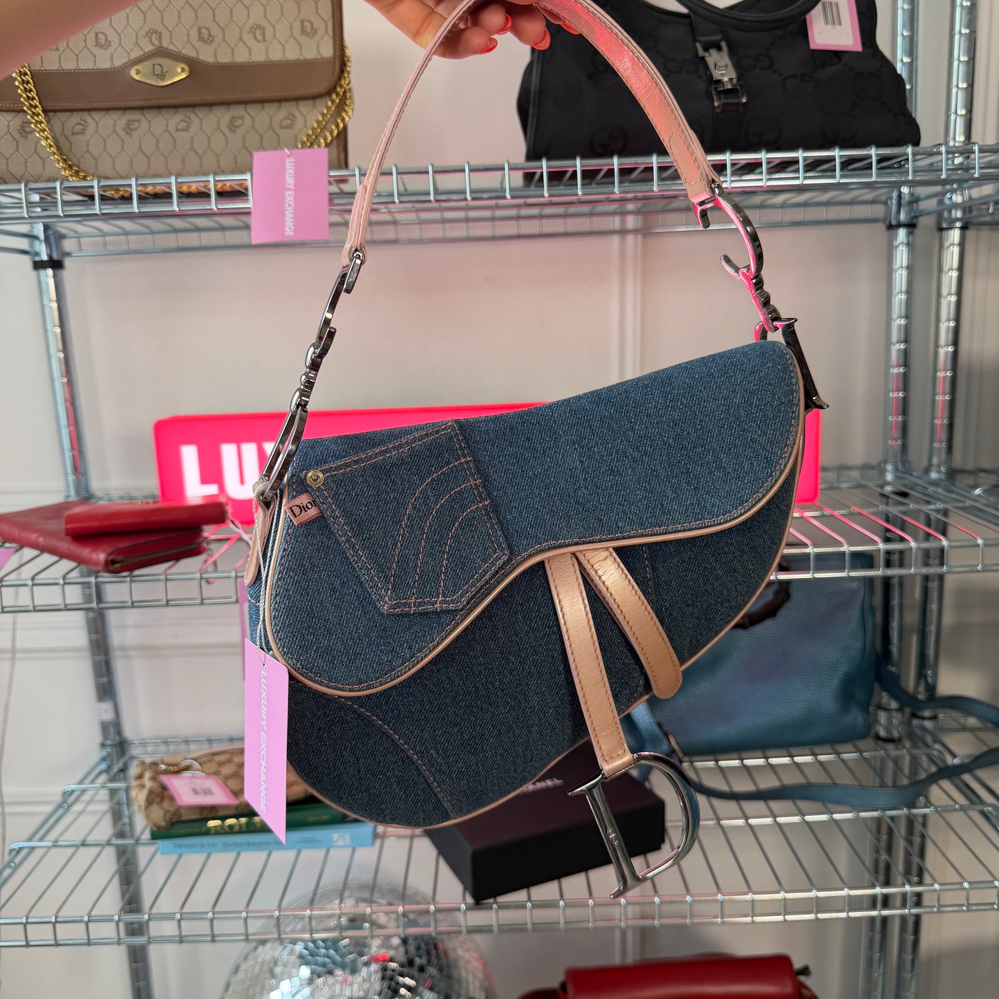Pre-Owned Blue Denim Saddle Shoulder Bag