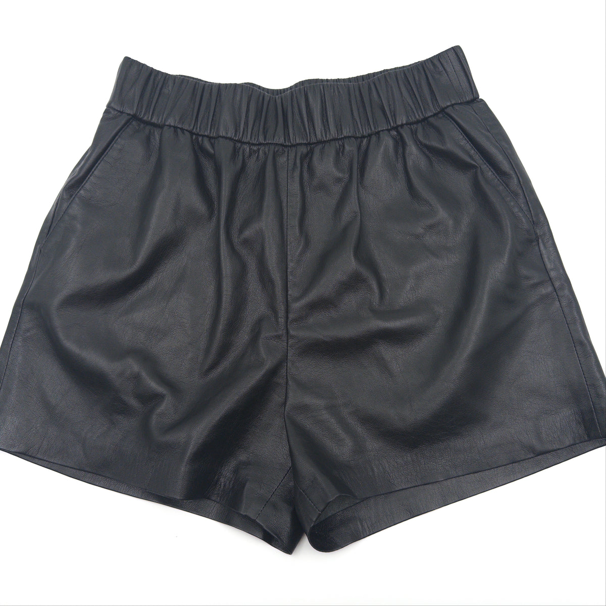 Pre-Owned Black Vegan Leather Shorts (S)