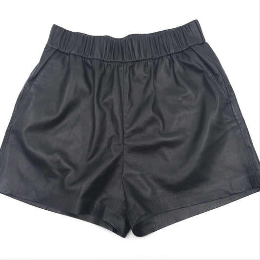 Pre-Owned Black Vegan Leather Shorts (S)