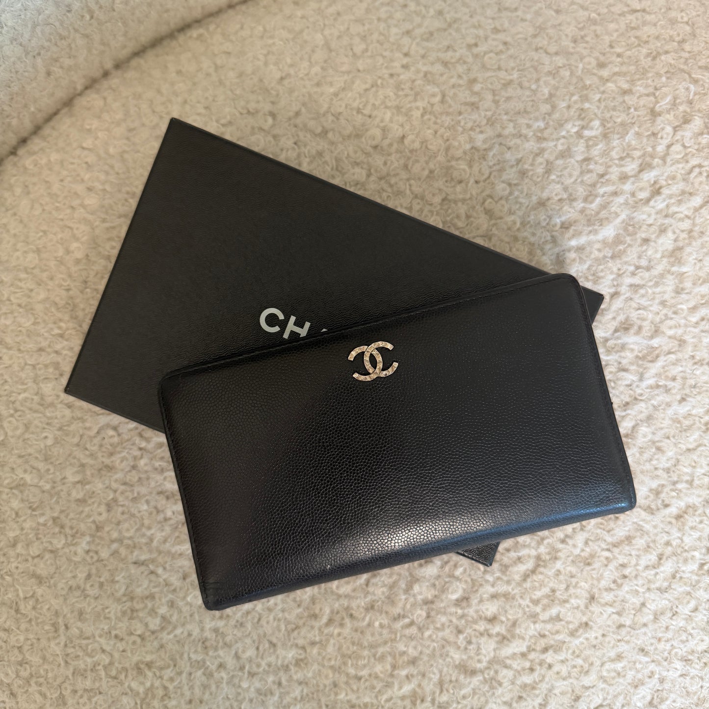 Black Caviar Leather Bi-Fold Wallet