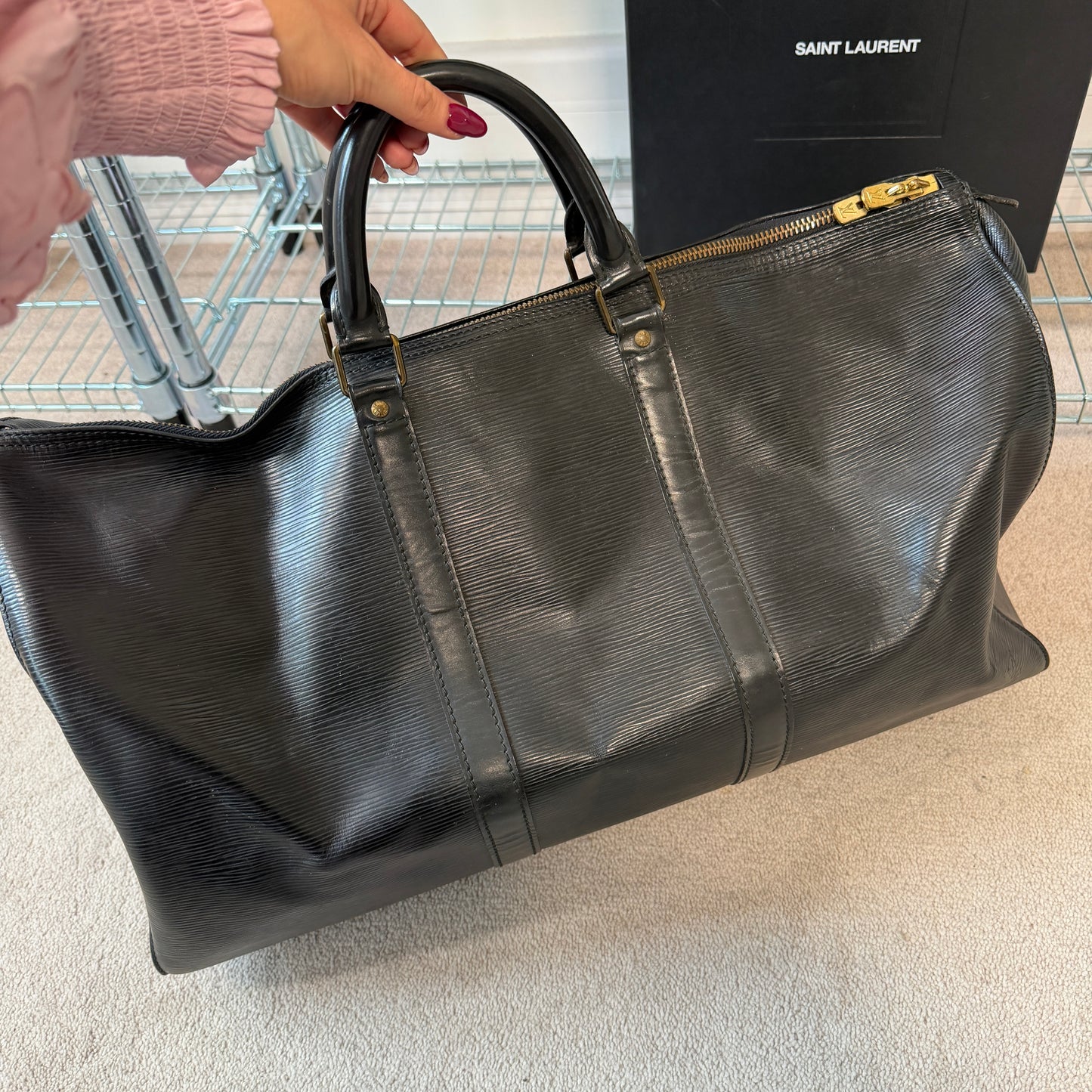 Pre-Owned Black Epileather Keepall 50