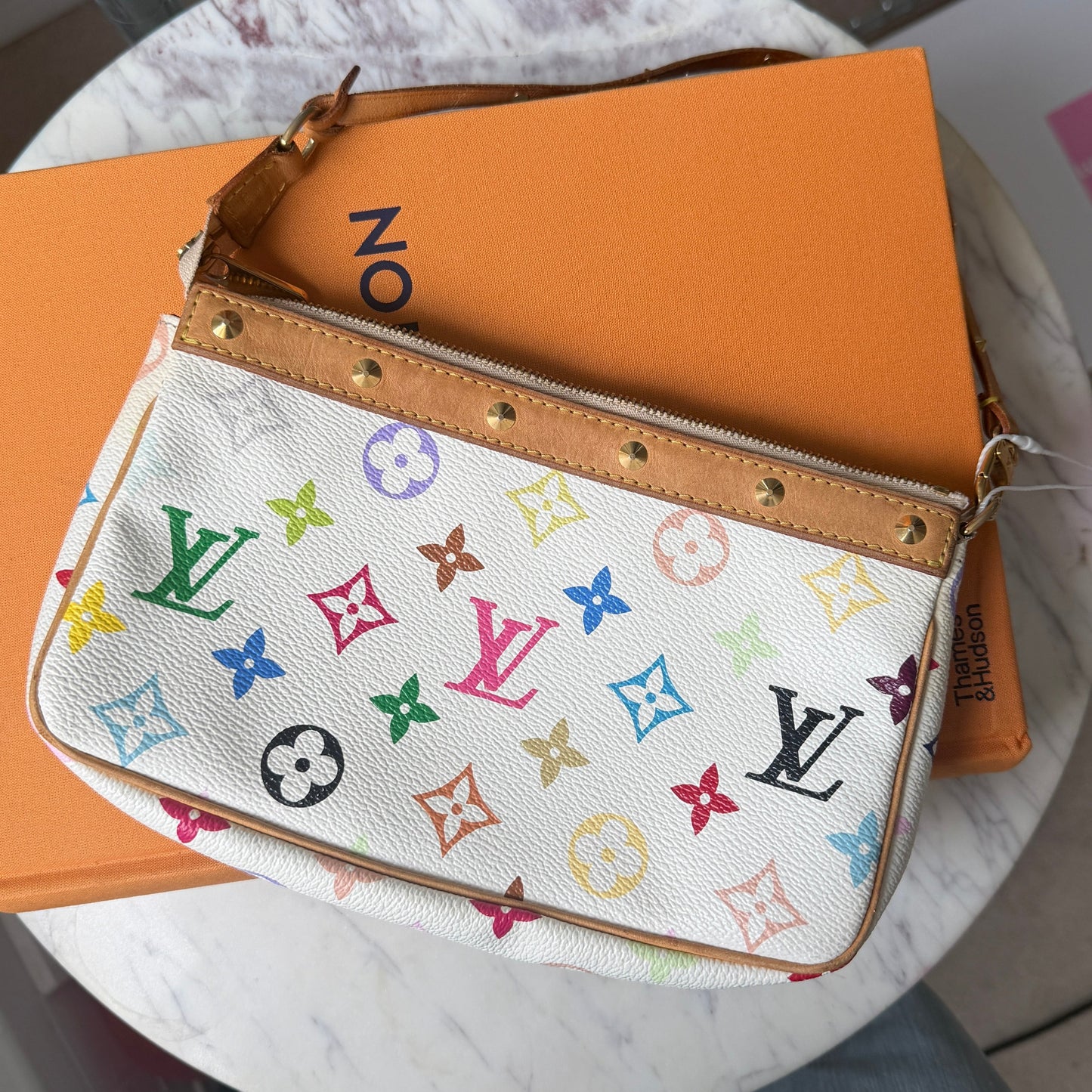 Pre-Owned LV White Multicolore Canvas Pochette Accessoires Shoulder Bag
