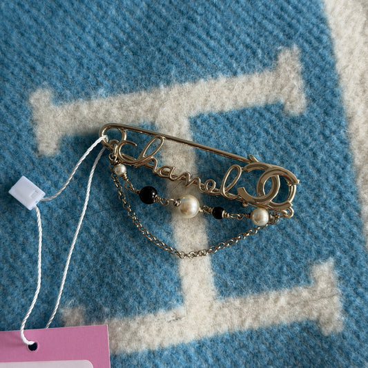 Pre-Owned Beaded Stainless Steel Brooch