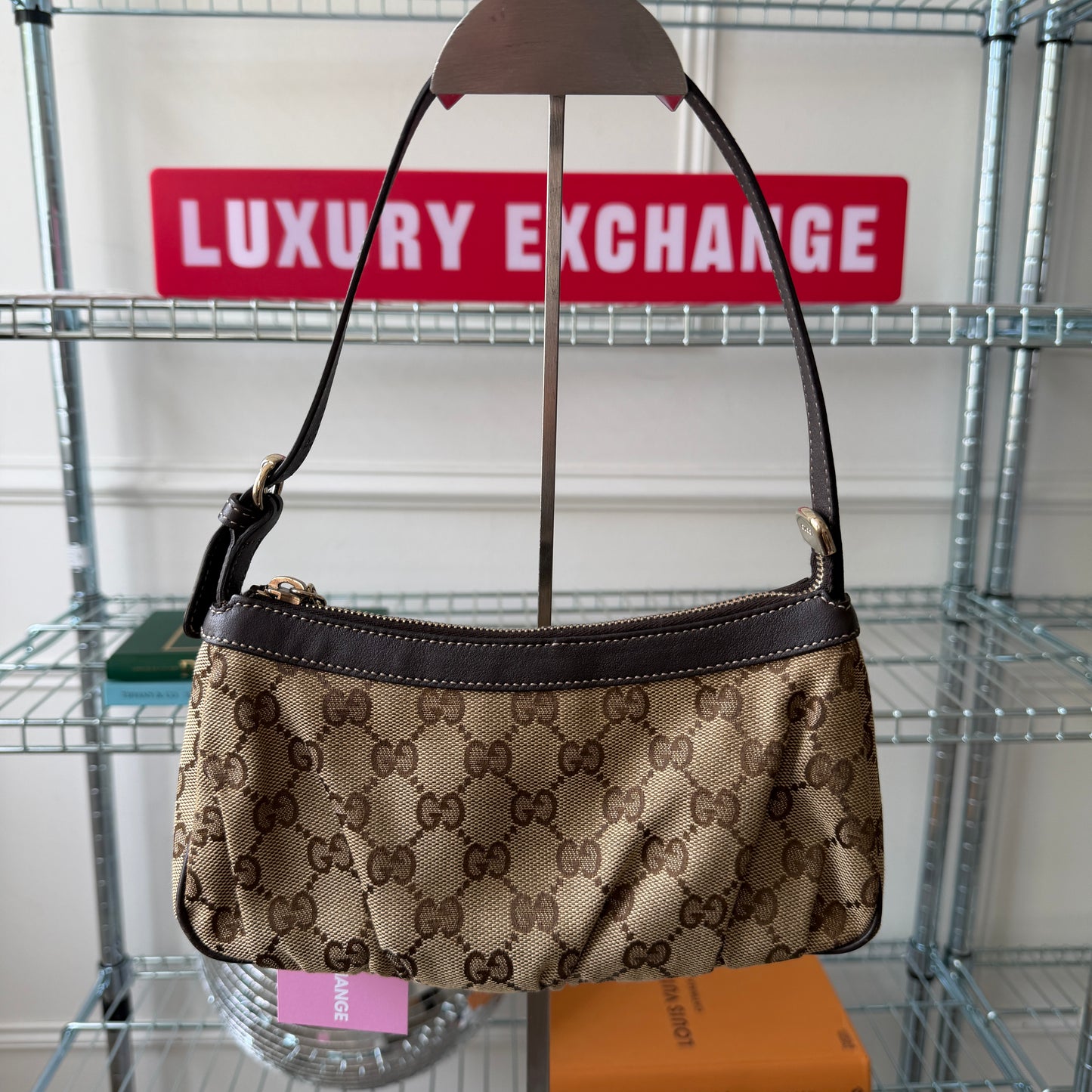 Pre-Owned Beige GG Canvas Pochette Shoulder Bag