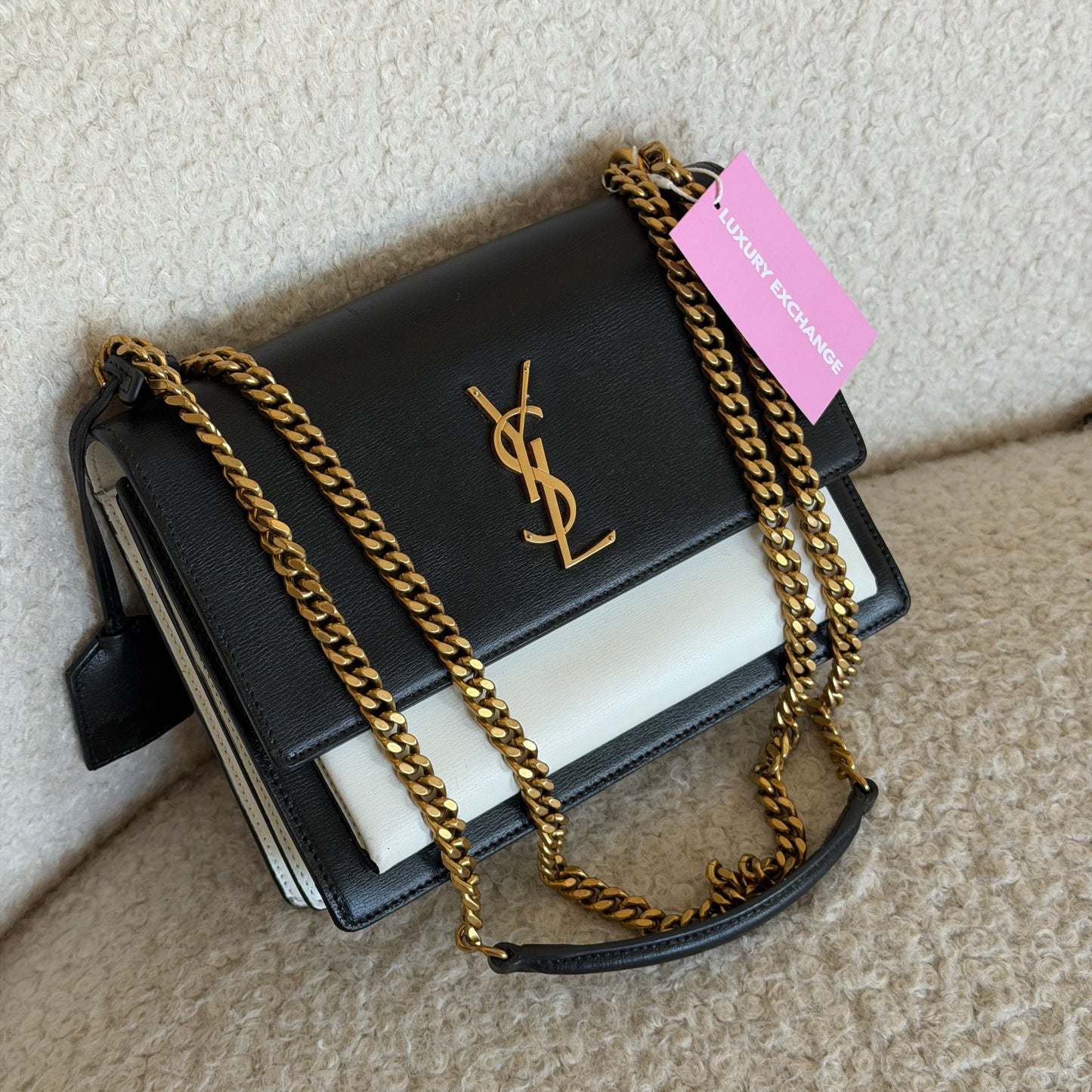 Pre-Owned Black/White Leather Sunset Crossbody Bag
