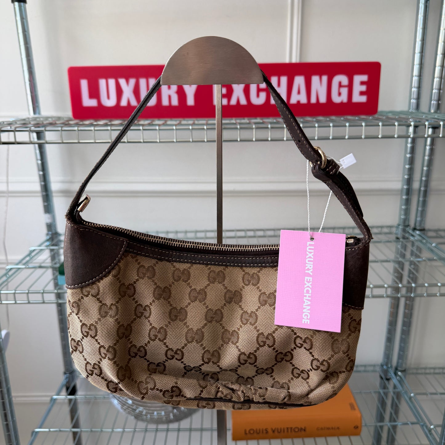 Pre-Owned Beige GG Canvas Shoulder Bag