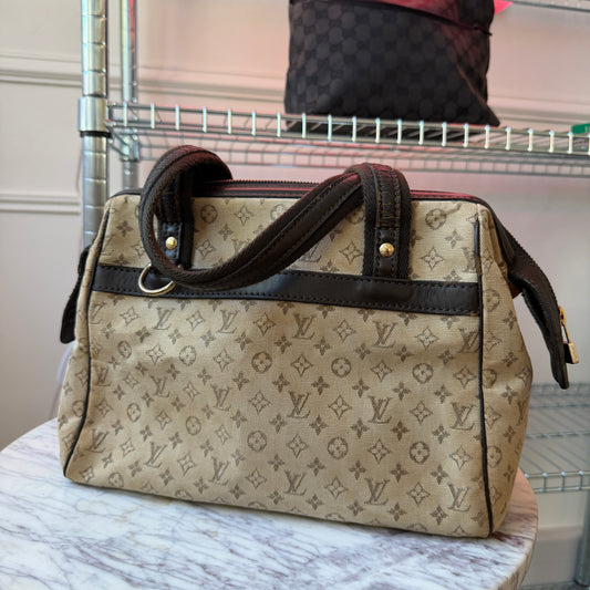 Pre-Owned Beige Mini Lin Canvas Josephine Handbag