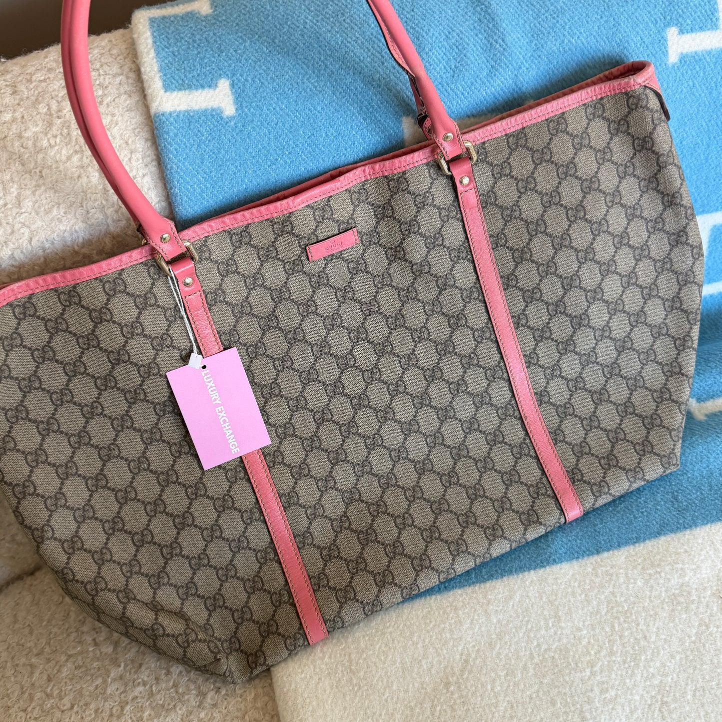 Pre-Owned Pink GG Supreme Canvas Shopper Tote