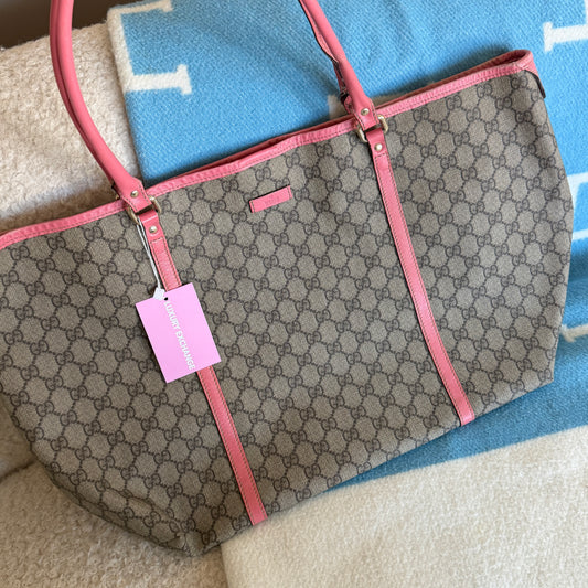 Pre-Owned Pink GG Supreme Canvas Shopper Tote
