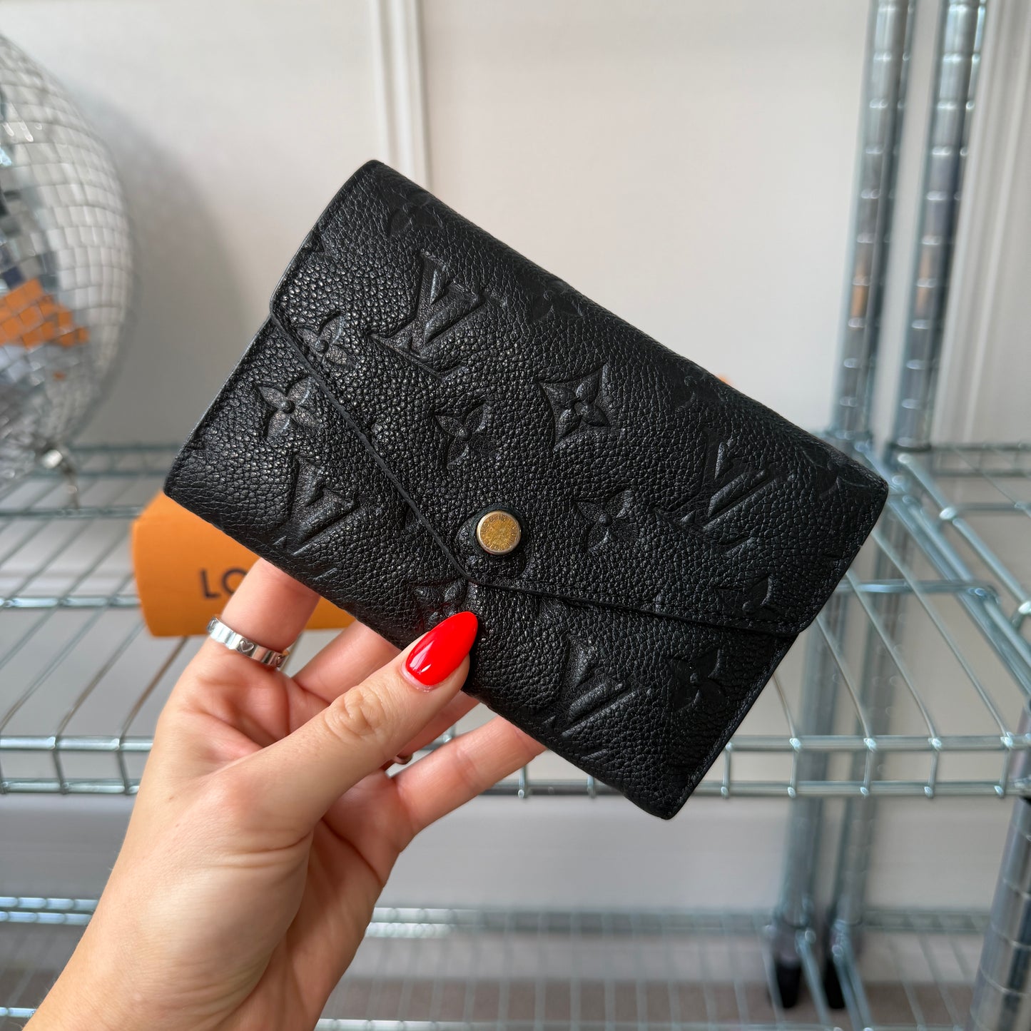 Pre-Owned Black Monogram Empreinte Leather Fold Wallet