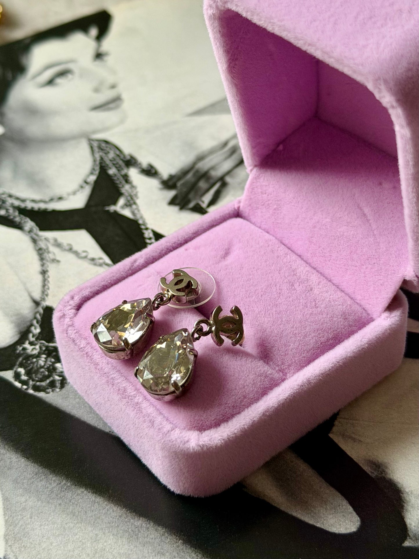 Diamond Silver-Tone Metal Earrings