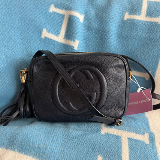 Pre-Owned Navy 'Soho' Grained Leather Crossbody Bag