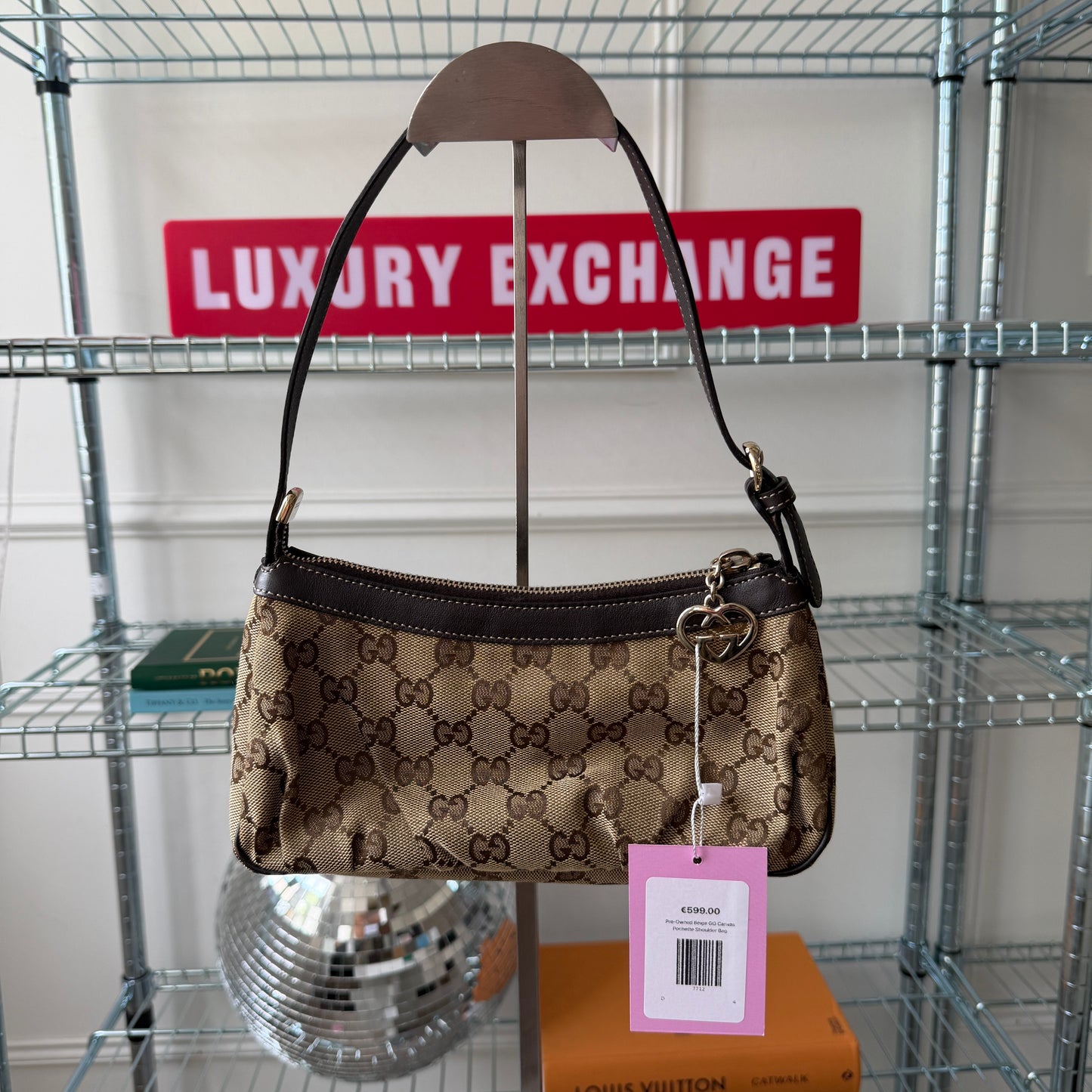 Pre-Owned Beige GG Canvas Pochette Shoulder Bag