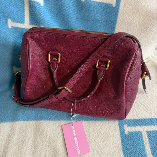 Pre-Owned Plum Monogram Empreinte Leather Speedy 25 Bandouliere