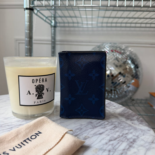 Pre-Owned Blue LV Monogram Canvas Cardholder