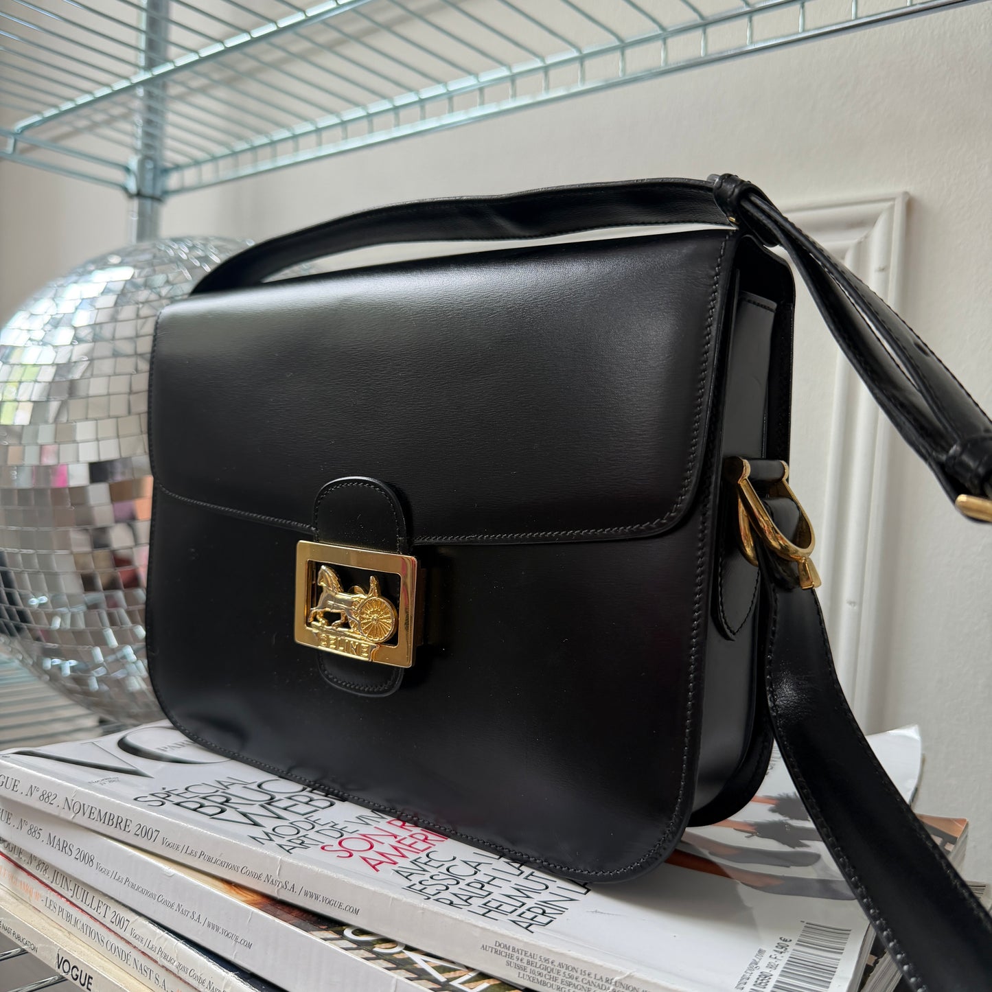 Pre-Owned Black Boxcalf Leather Shoulder Bag