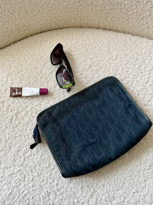 Black Oblique Canvas Clutch