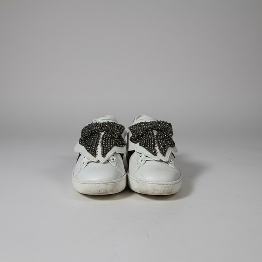 White Trainers w/Bow UK5