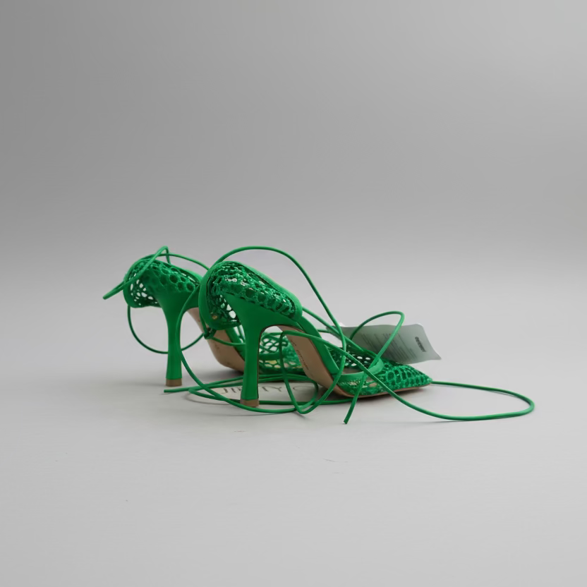 Green Fishnets Heels