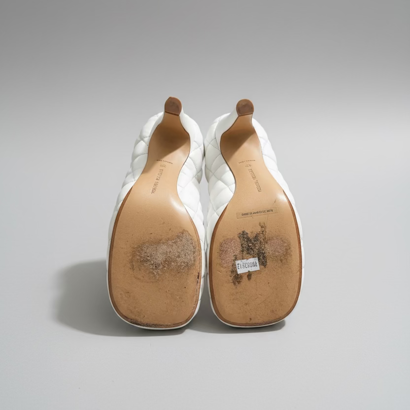 White Quilted Heels UK5